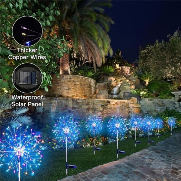 suddus Solar Garden Lights Outdoor Firework Multicolor Fairy Pathway Decor - Picture 5 of 7